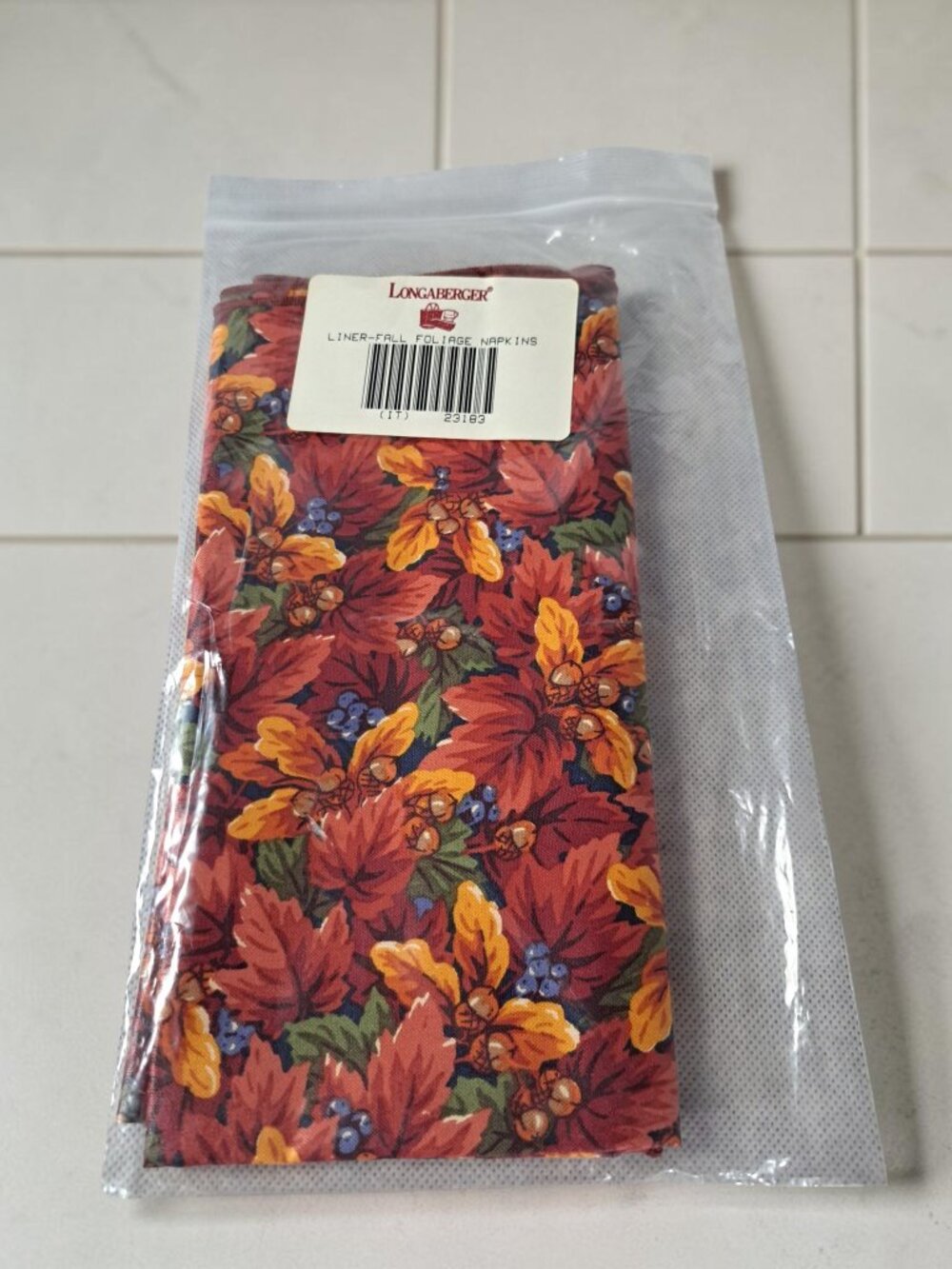 Longaberger Set of 2 Fall Foliage Napkins New In Package